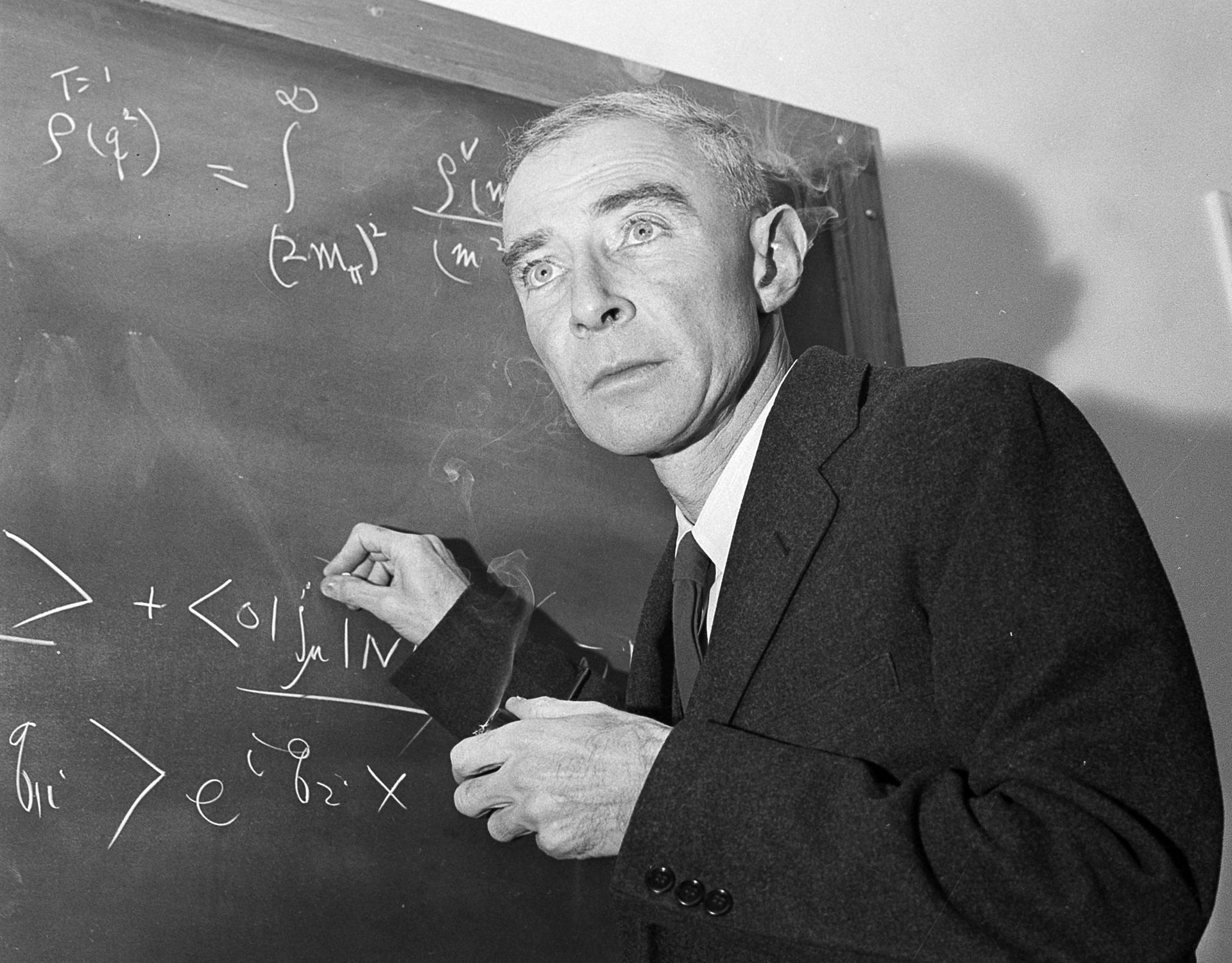 Dr. J. Robert Oppenheimer, creator of the atom bomb, is shown at his study at the Institute for Advanced Study, in Princeton, New Jersey, Dec. 15, 1957.