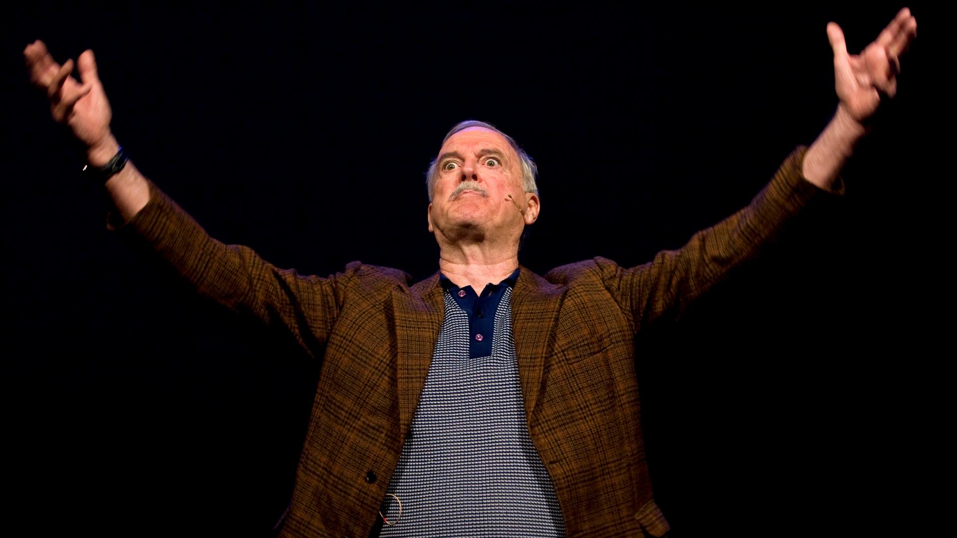 John Cleese performing during a dress rehearsal of his one man show in 2009.