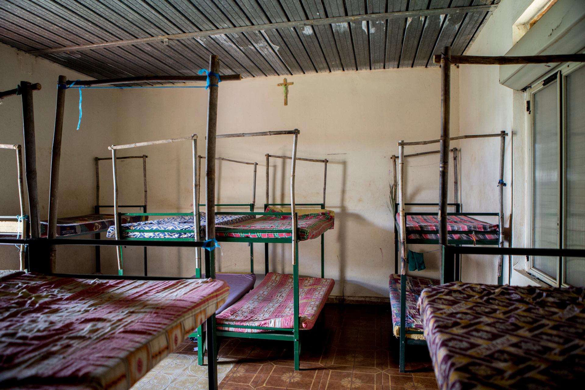 An empty dormitory in St. Monica's Vocational School in Gulu, Uganda