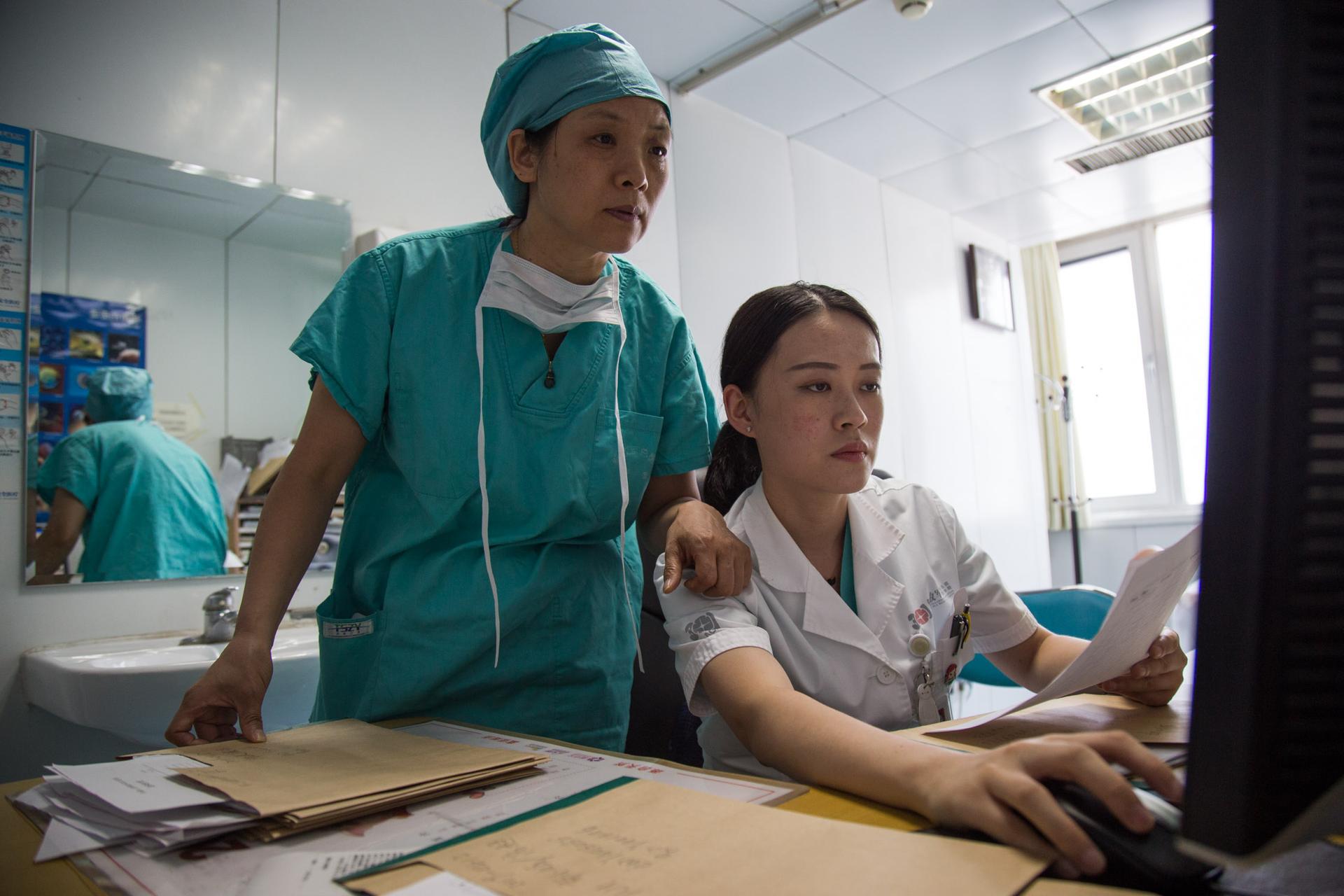 Dr. Peng Hongmei on the assisted reproduction floor of the People’s Liberation Army General Hospital in Beijing on July 30, 2019. 