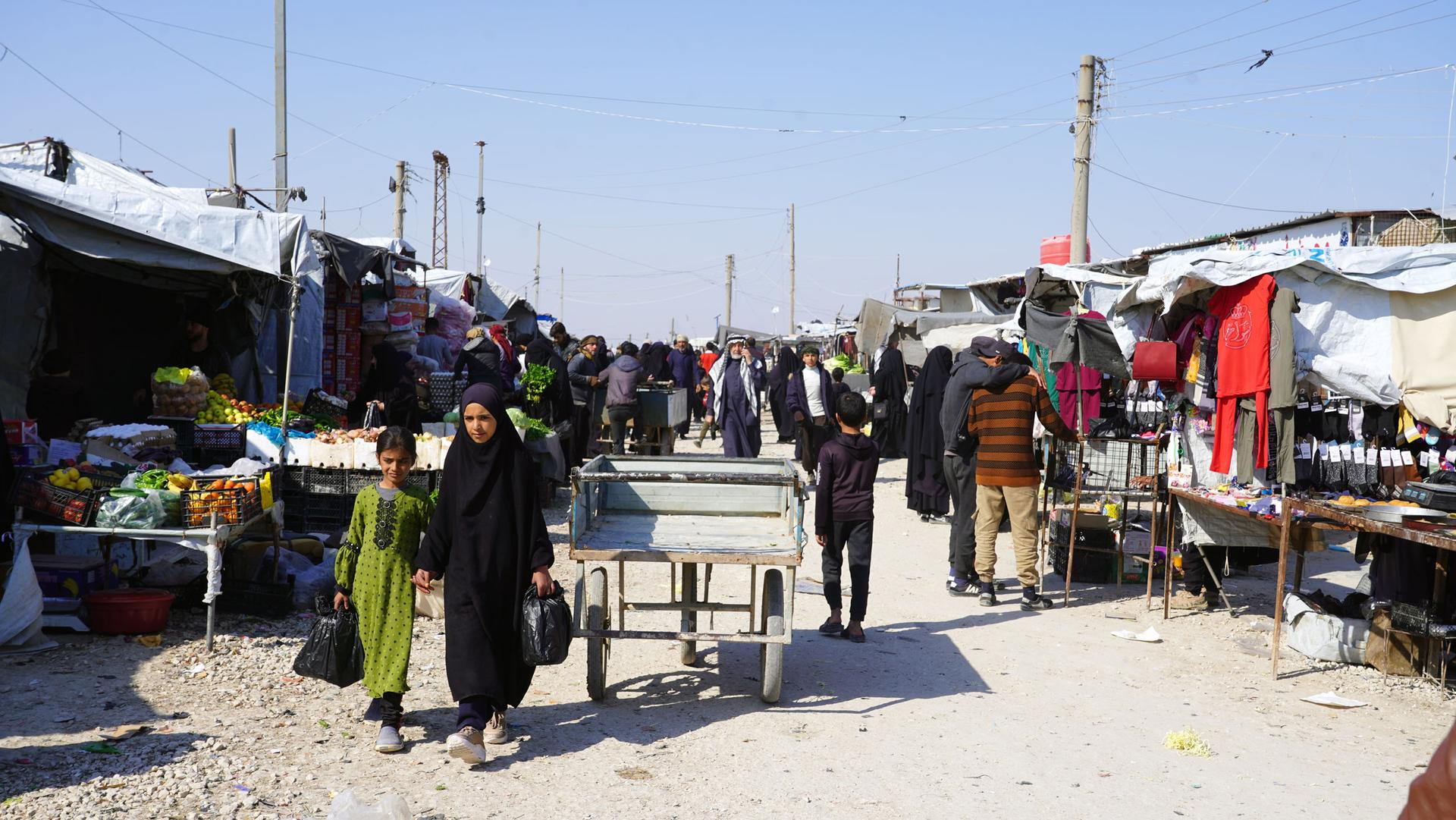 A scene at the market in al-Hol camp, northern Syria.